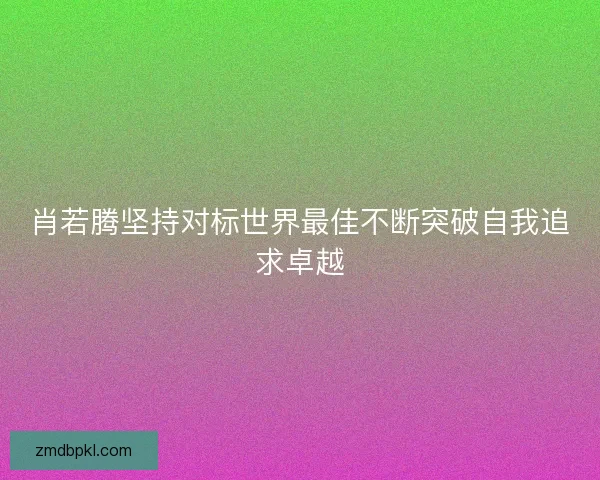 肖若腾坚持对标世界最佳不断突破自我追求卓越